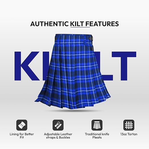 Men's 5 Yard Scottish Tartan Kilt, Highland Wedding Kilt, American Patriot Tartan Kilt