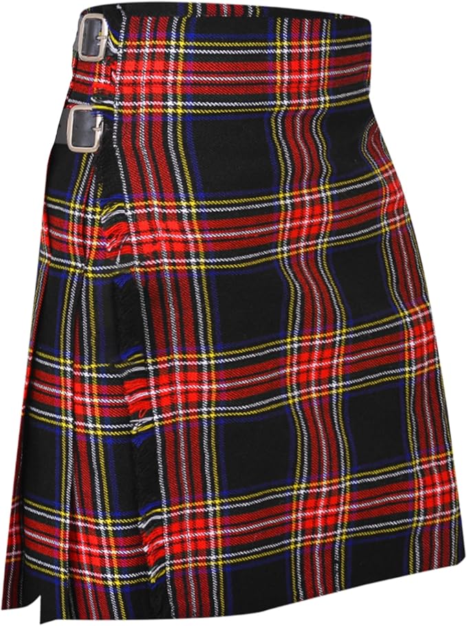 Men’s Scottish 5 Yard Kilt – Black Stewart Tartan, Traditional Highland & Formal Wedding Wear