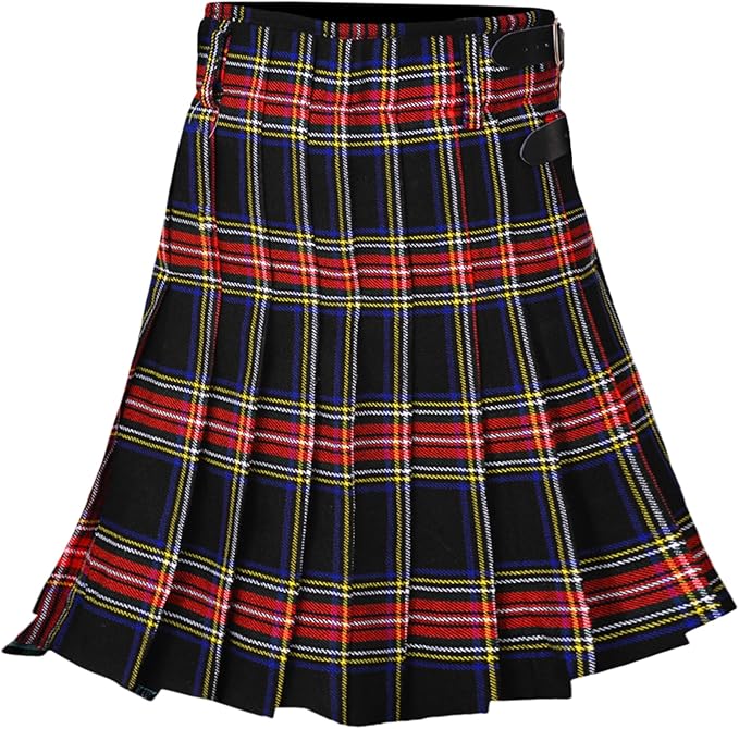 Men’s Scottish 5 Yard Kilt – Black Stewart Tartan, Traditional Highland & Formal Wedding Wear