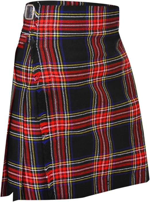 Authentic Scottish Men's Tartan Kilts - Highland Light Weight Value Kilt Embrace Your Heritage with Comfort Black Stewart Tartan Kilt