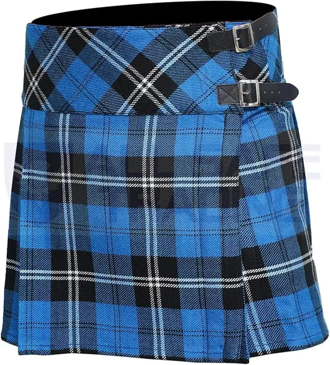 Women's 16'' Blue Ramsay Tartan Pleated Billie Kilt Skirt All Safe International