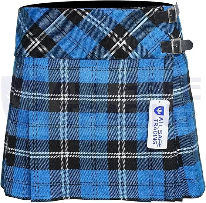 Women's 16'' Blue Ramsay Tartan Pleated Billie Kilt Skirt All Safe International
