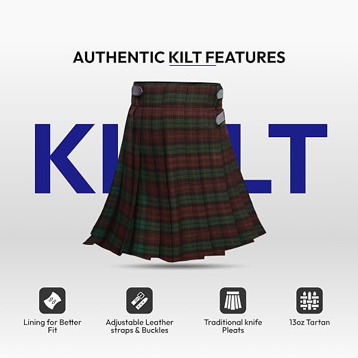 Men's 5 Yard Scottish Tartan Kilt, Highland Wedding Kilt, Brown Watch Tartan Kilt