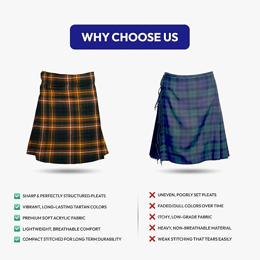 Men's 5 Yard Scottish Tartan Kilt, Highland Wedding Kilt, Buchanan Hunting Tartan Kilt