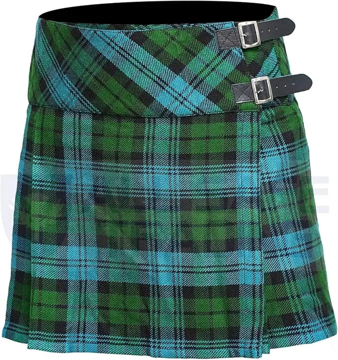 Women's 16'' Campbell Ancient Tartan Pleated Billie Kilt Skirt All Safe International