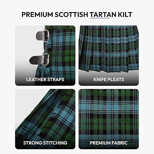 Men's 5 Yard Scottish Tartan Kilt, Highland Wedding Kilt, Campbell Ancient Tartan Kilt