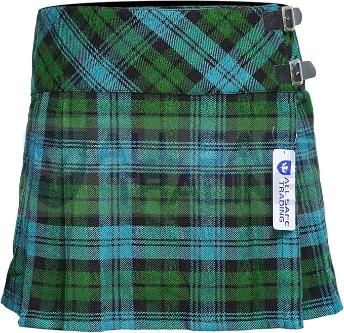 Women's 16'' Campbell Ancient Tartan Pleated Billie Kilt Skirt All Safe International