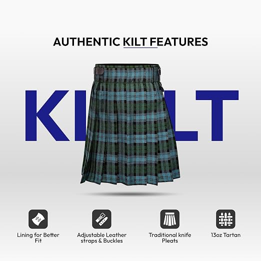Men's 5 Yard Scottish Tartan Kilt, Highland Wedding Kilt, Campbell Ancient Tartan Kilt