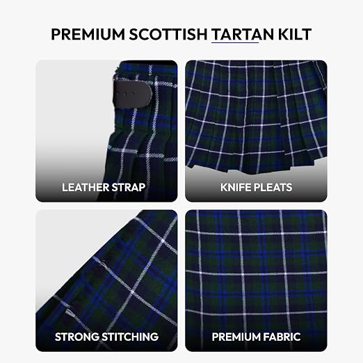 Authentic Scottish Men's Tartan Kilts - Highland Light Weight Value Kilt Embrace Your Heritage with Comfort Blue Douglas Tartan Kilt