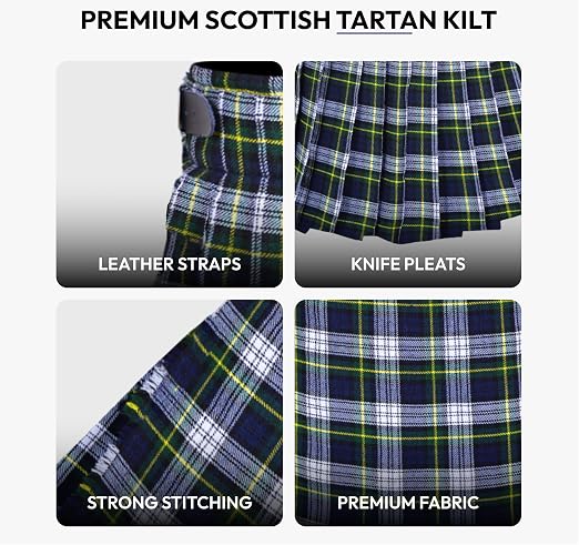 Authentic Scottish Men's Tartan Kilts - Highland Light Weight Value Kilt Embrace Your Heritage with Comfort Dress Gordon Tartan Kilt