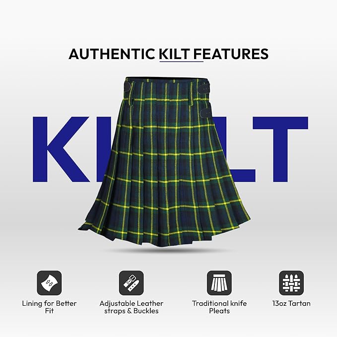 Men’s Scottish 5 Yard Kilt – Gordon Tartan, Traditional Highland & Formal Wedding Wear