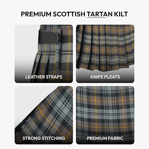 Men's 5 Yard Scottish Tartan Kilt, Highland Wedding Kilt, Gordon Weathered Tartan Kilt
