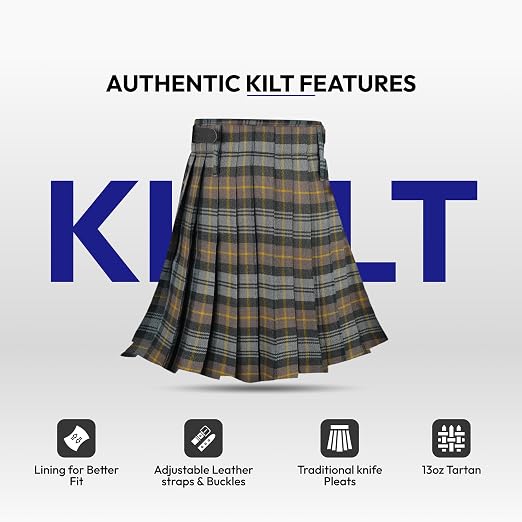 Men's 5 Yard Scottish Tartan Kilt, Highland Wedding Kilt, Gordon Weathered Tartan Kilt