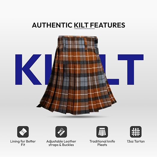 Men's 5 Yard Scottish Tartan Kilt, Highland Wedding Kilt, Graham of Montrose Weathered Tartan Kilt