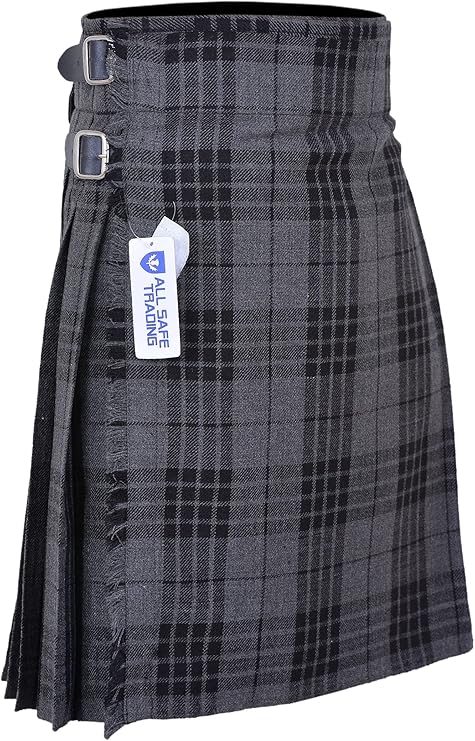 Men’s Scottish 5 Yard Kilt – Grey Tartan, Traditional Highland & Formal Wedding Wear