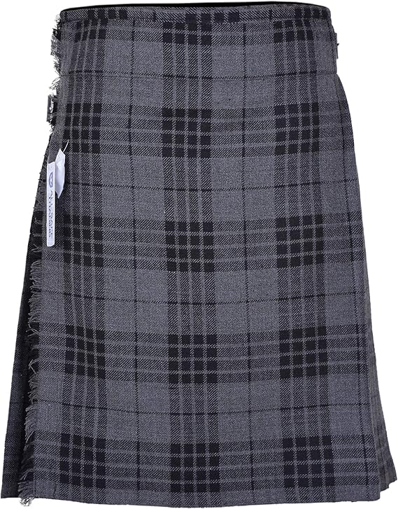 Men’s Scottish 5 Yard Kilt – Grey Tartan, Traditional Highland & Formal Wedding Wear