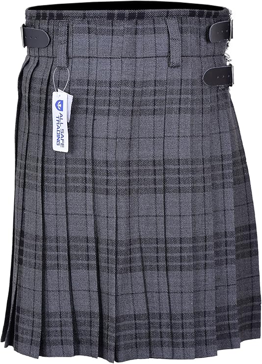 Men’s Scottish 5 Yard Kilt – Grey Tartan, Traditional Highland & Formal Wedding Wear