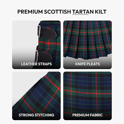 Men’s Scottish 5 Yard Kilt – Gunn Tartan, Traditional Highland & Formal Wedding Wear