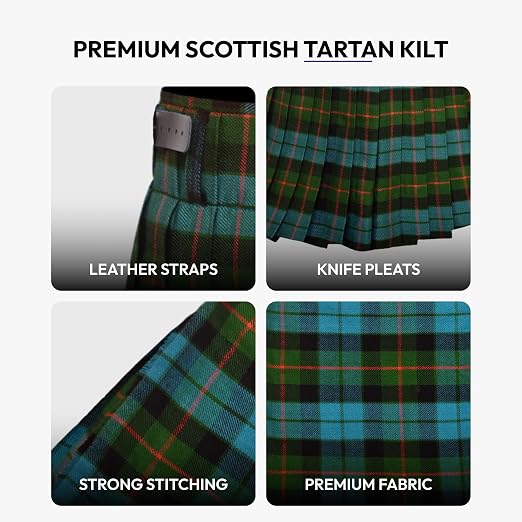 Men's 5 Yard Scottish Tartan Kilt, Highland Wedding Kilt, Gunn Ancient Tartan Kilt