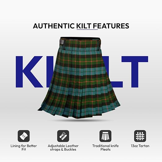 Men's 5 Yard Scottish Tartan Kilt, Highland Wedding Kilt, Gunn Ancient Tartan Kilt