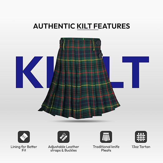 Men’s Scottish 5 Yard Kilt – Hunting Stewart Tartan, Traditional Highland & Formal Wedding Wear