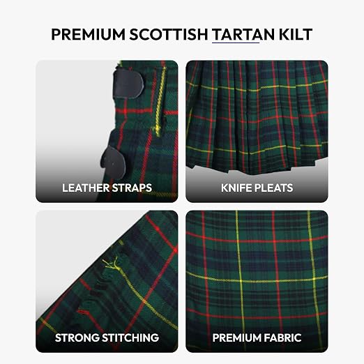 Men’s Scottish 5 Yard Kilt – Hunting Stewart Tartan, Traditional Highland & Formal Wedding Wear