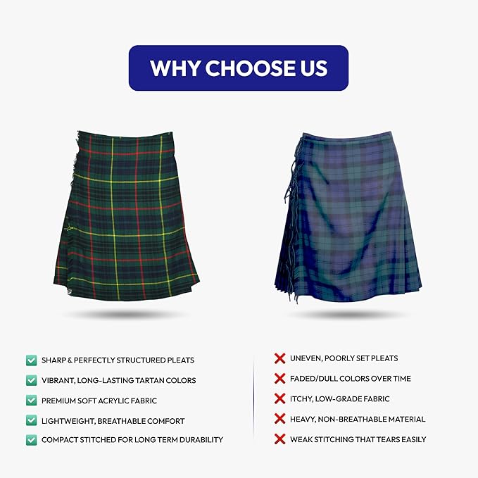 Men’s Scottish 5 Yard Kilt – Hunting Stewart Tartan, Traditional Highland & Formal Wedding Wear
