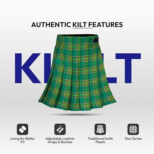 Authentic Scottish Men's Tartan Kilts - Highland Light Weight Value Kilt Embrace Your Heritage with Comfort Irish Heritage Tartan Kilt