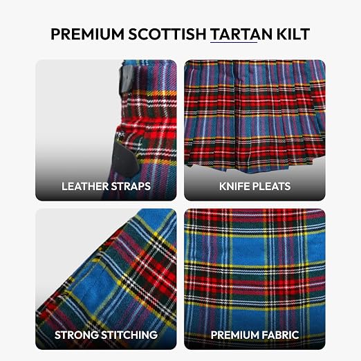 Men's 5 Yard Scottish Tartan Kilt, Highland Wedding Kilt, Macbeth Tartan Kilt