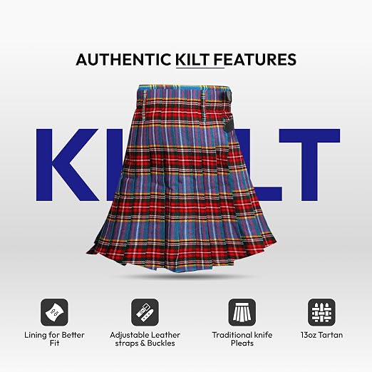Men's 5 Yard Scottish Tartan Kilt, Highland Wedding Kilt, Macbeth Tartan Kilt