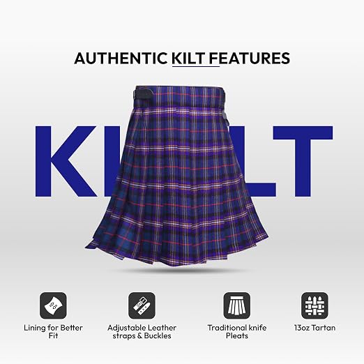 Men's 5 Yard Scottish Tartan Kilt, Highland Wedding Kilt, Masonic Tartan Kilt