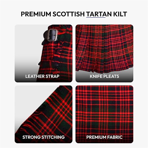 Authentic Scottish Men's Tartan Kilts - Highland Light Weight Value Kilt Embrace Your Heritage with Comfort Macdonald Tartan Kilt