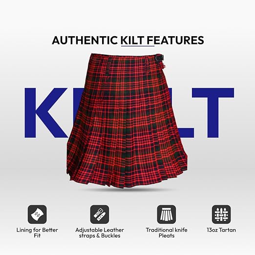 Authentic Scottish Men's Tartan Kilts - Highland Light Weight Value Kilt Embrace Your Heritage with Comfort Macdonald Tartan Kilt