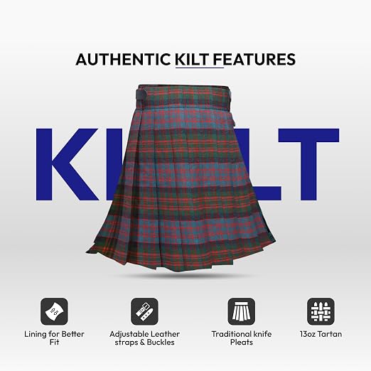 Men's 5 Yard Scottish Tartan Kilt, Highland Wedding Kilt, Macdonald Ancient Tartan Kilt