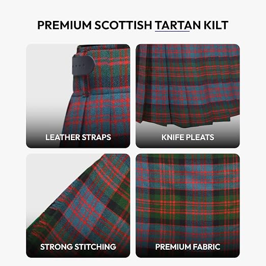 Men's 5 Yard Scottish Tartan Kilt, Highland Wedding Kilt, Macdonald Ancient Tartan Kilt
