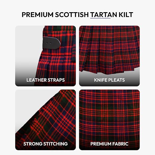 Men's 5 Yard Scottish Tartan Kilt, Highland Wedding Kilt, Macdonald Tartan Kilt