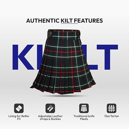 Men's 5 Yard Scottish Tartan Kilt, Highland Wedding Kilt, Mackenzie Tartan Kilt