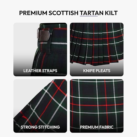 Men's 5 Yard Scottish Tartan Kilt, Highland Wedding Kilt, Mackenzie Tartan Kilt