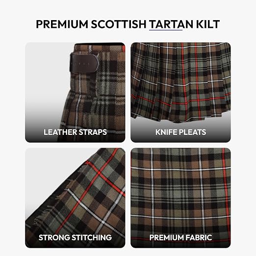 Men's 5 Yard Scottish Tartan Kilt, Highland Wedding Kilt, Mackenzie Weathered Tartan Kilt