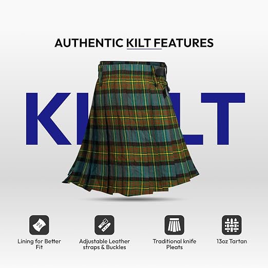 Men's 5 Yard Scottish Tartan Kilt, Highland Wedding Kilt, Muir Tartan Kilt
