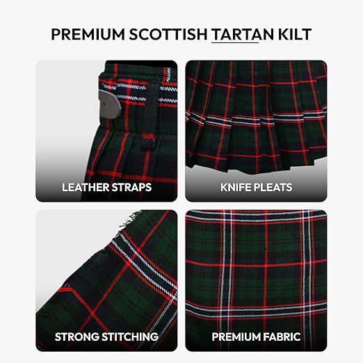 Men’s Scottish 5 Yard Kilt – Scottish National Tartan, Traditional Highland & Formal Wedding Wear