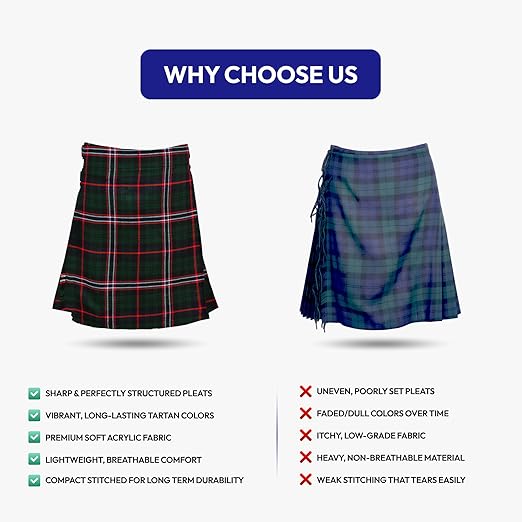 Men’s Scottish 5 Yard Kilt – Scottish National Tartan, Traditional Highland & Formal Wedding Wear