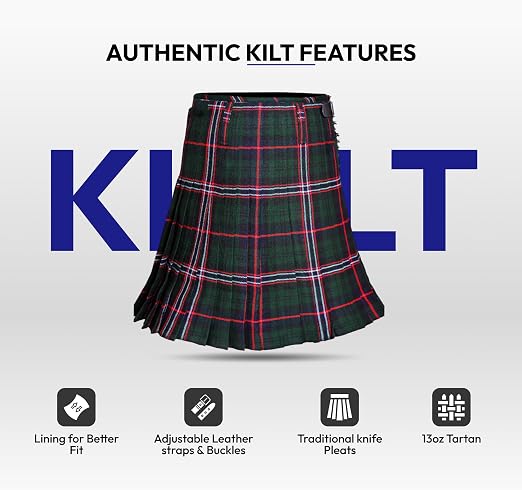 Authentic Scottish Men's Tartan Kilts - Highland Light Weight Value Kilt Embrace Your Heritage with Comfort Scottish National Tartan Kilt