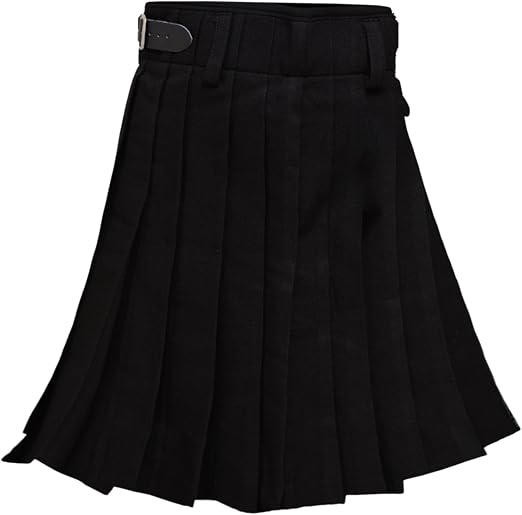 Men’s Scottish 5 Yard Kilt – Plain Black Tartan, Traditional Highland & Formal Wedding Wear