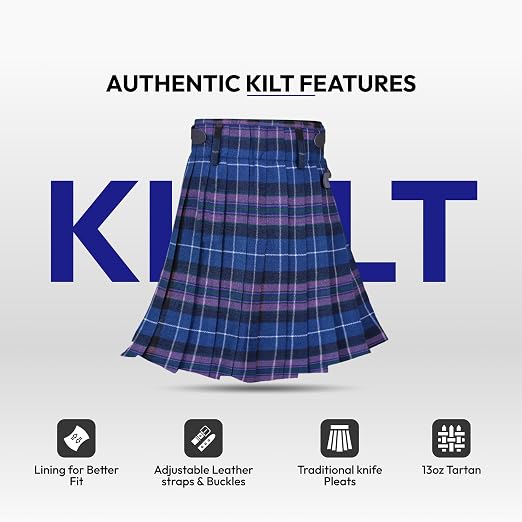 Men’s Scottish 5-Yard Kilt – Pride of Scotland Tartan, Traditional Highland, Wedding & Formal Wear