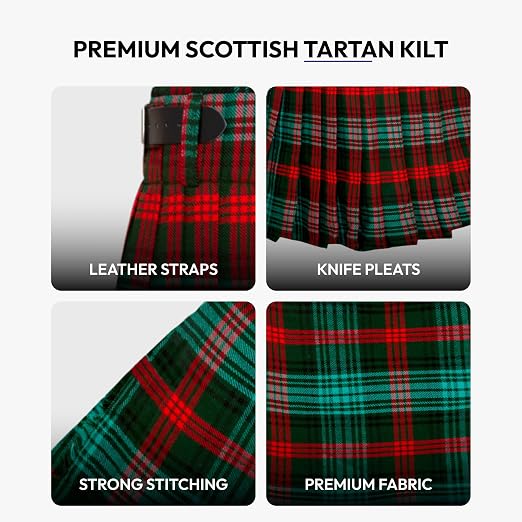 Men’s Scottish 5 Yard Kilt – Rose Hunting Tartan, Traditional Highland & Formal Wedding Wear