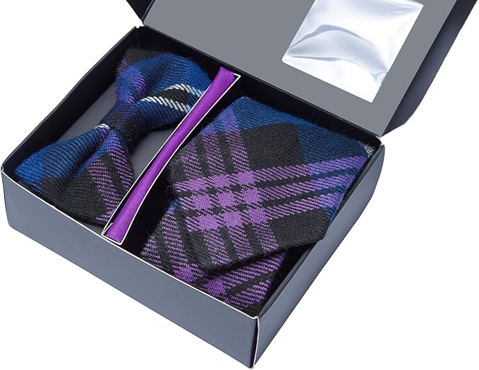 Premium Men’s Gift Tie Set – Scottish Heritage Tartan Necktie, Pocket Square & Bowtie