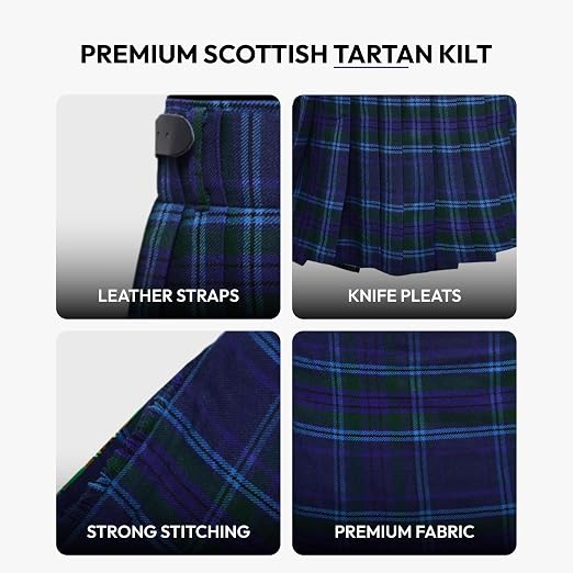 Men's 5 Yard Scottish Tartan Kilt, Highland Wedding Kilt, Spirit of Scotland Tartan Kilt