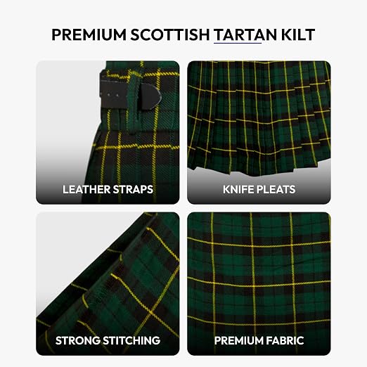 Men's 5 Yard Scottish Tartan Kilt, Highland Wedding Kilt, Wallace Hunting Tartan Kilt