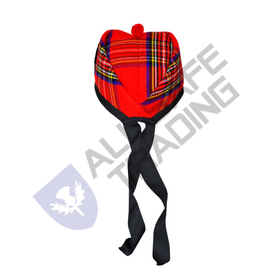 Scottish Royal Stewart Glengarry Hat with Red Pompom